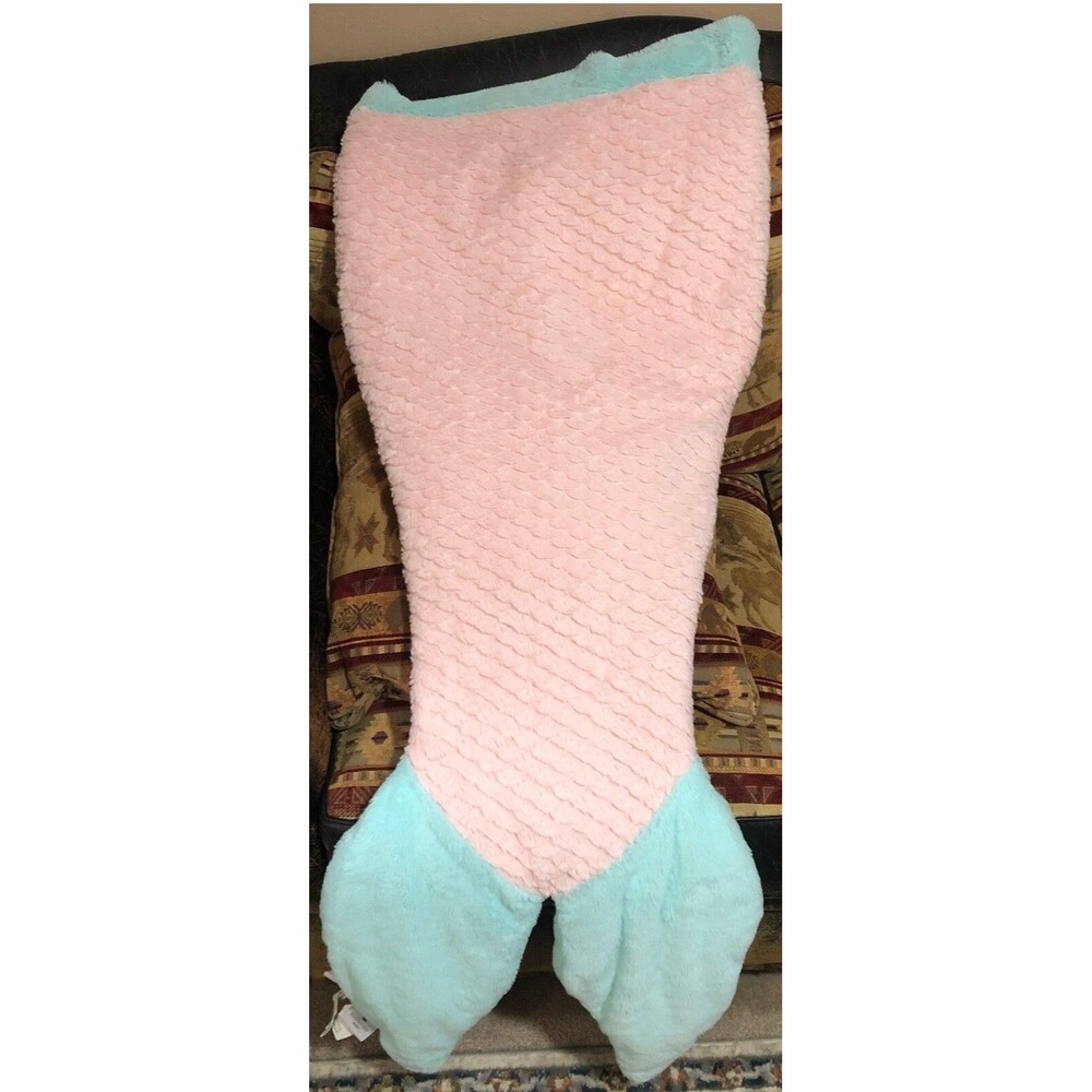 Authentic Kids Plush Mermaid Tail Teal And Pink Sleeping Bag Blanket